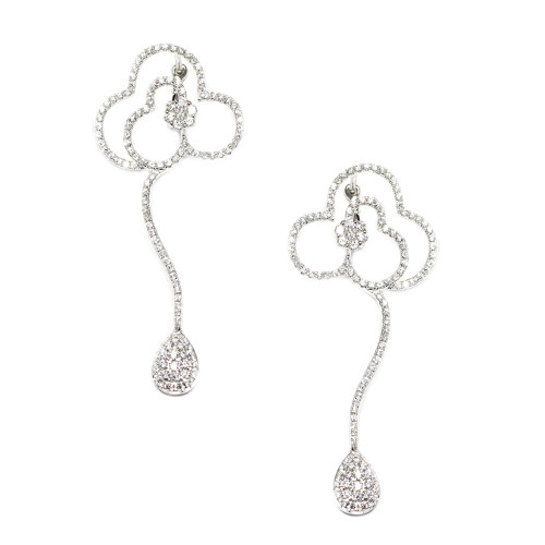 Fancy Floral Leaf Drop Diamond Earrings