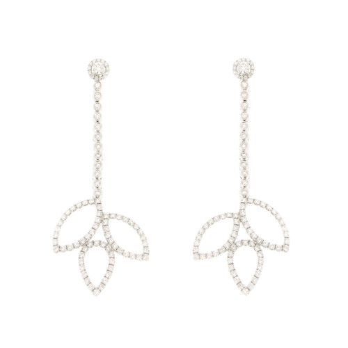 Three Leaf Diamond Drop Earrings