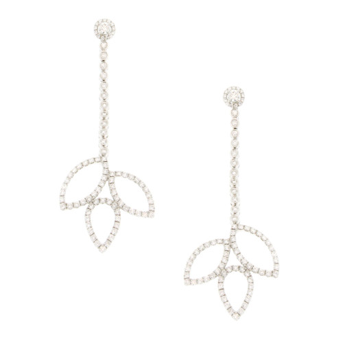 Three Leaf Diamond Drop Earrings