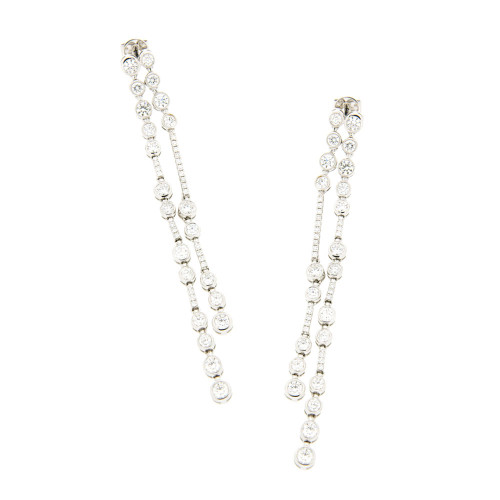 Diamond Fancy Line Drop Earrings