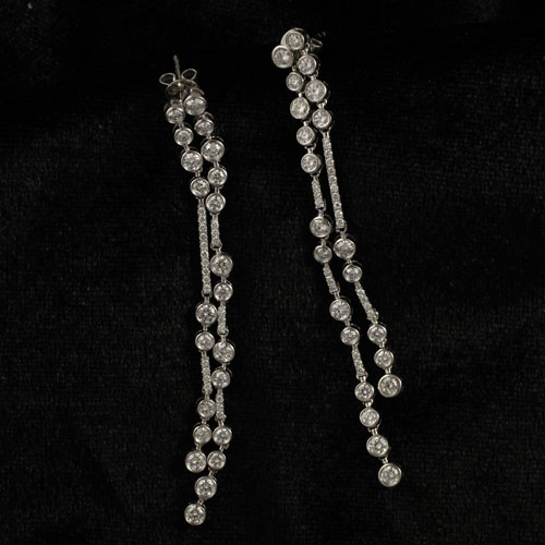 Diamond Fancy Line Drop Earrings