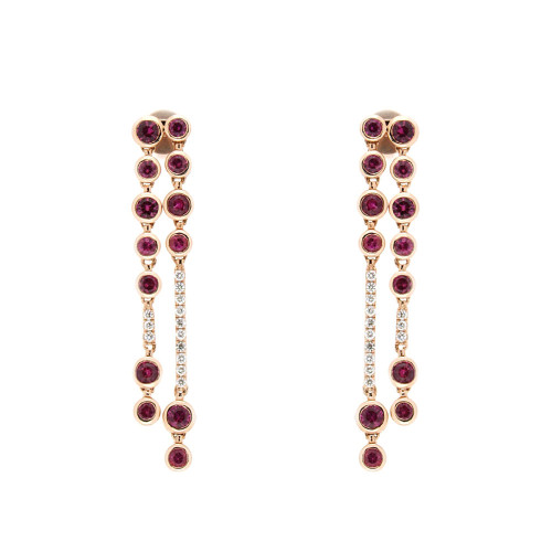 Ruby and Diamond Linear Drop Earrings