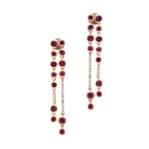 Ruby and Diamond Linear Drop Earrings