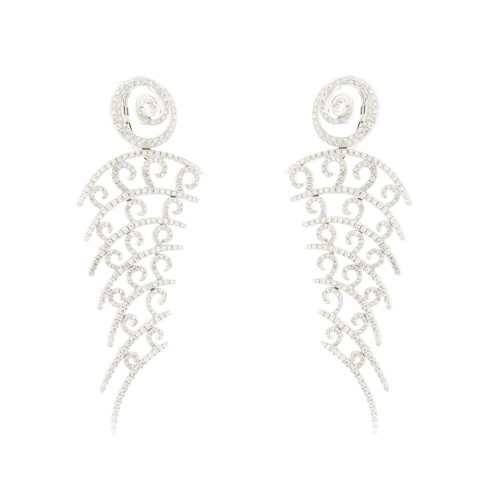 Sophisticated Baroque White Diamond Earrings