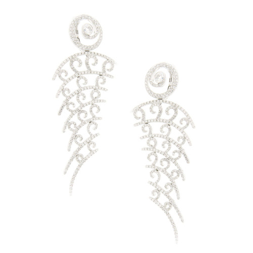 Sophisticated Baroque White Diamond Earrings