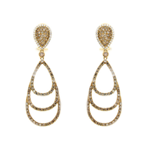 Triple Pear Diamond Drop Earrings