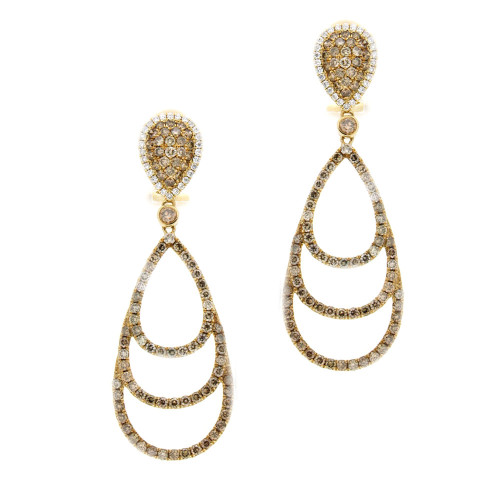 Triple Pear Diamond Drop Earrings