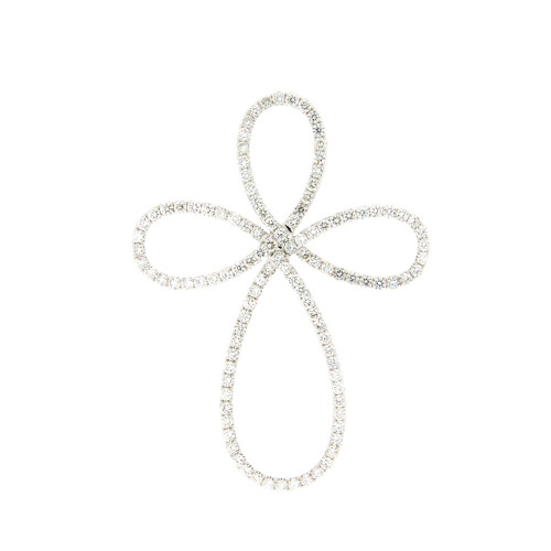 Contemporary Cross White Diamond Pendant