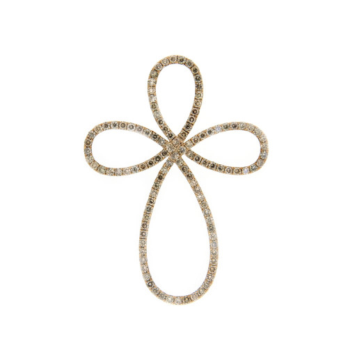 Contemporary Cross Brown Diamond Pendant