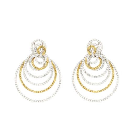 Enchanting Yellow and White Diamond Hoop Earrings