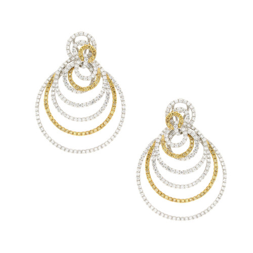 Enchanting Yellow and White Diamond Hoop Earrings