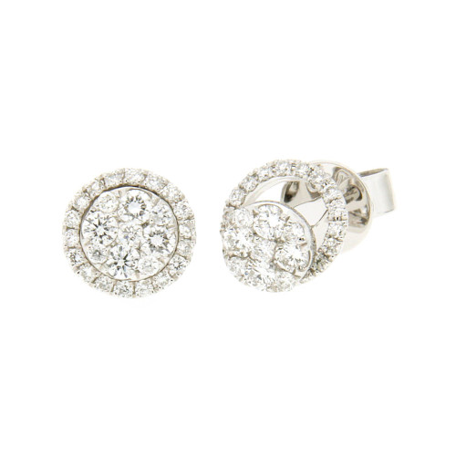 White Diamond Studs With Enhancer in White Gold