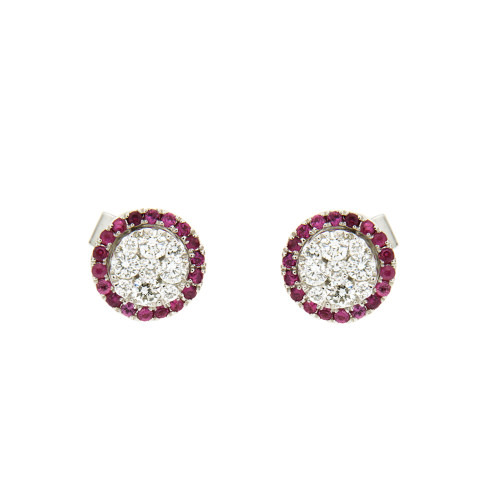 Ruby and White Diamond Studs with Enhancer