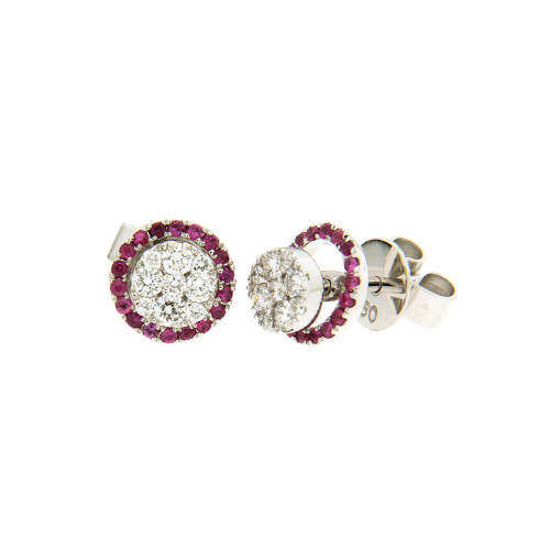 Ruby and White Diamond Studs with Enhancer