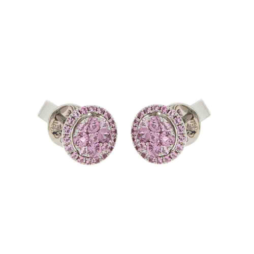 Pink Sapphire Circular Ear Studs