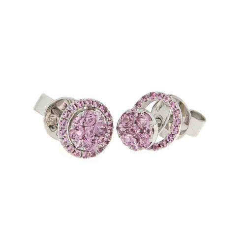 Pink Sapphire Circular Ear Studs