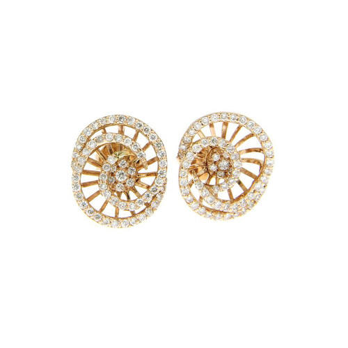 Spiral Galaxy Gold and  Diamond Ear studs