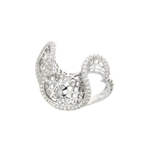 Ruffled Diamond and White Gold Ring