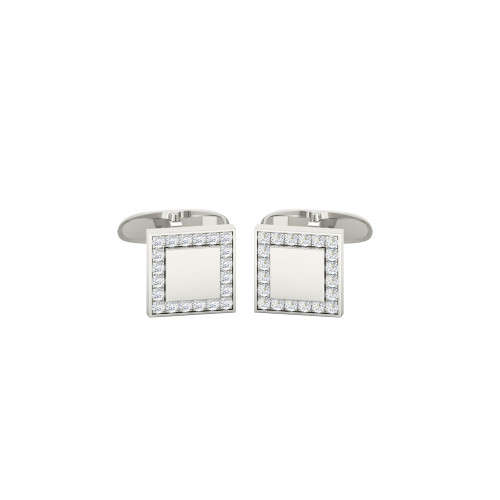 Square Gold And Diamond Halo Cufflinks