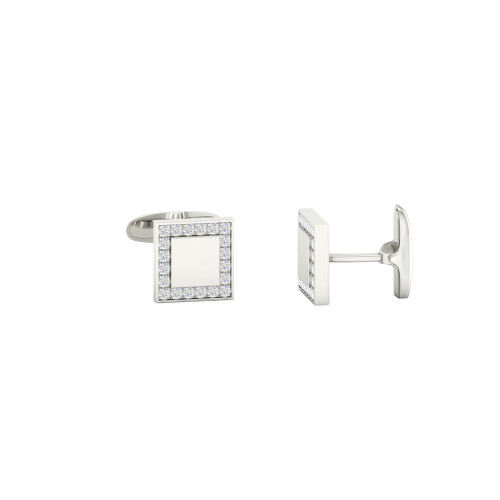 Square Gold And Diamond Halo Cufflinks