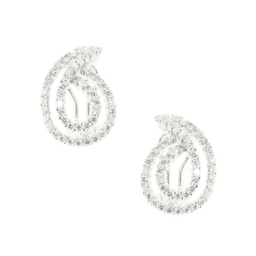 Double Leaf Diamond earring in White Gold