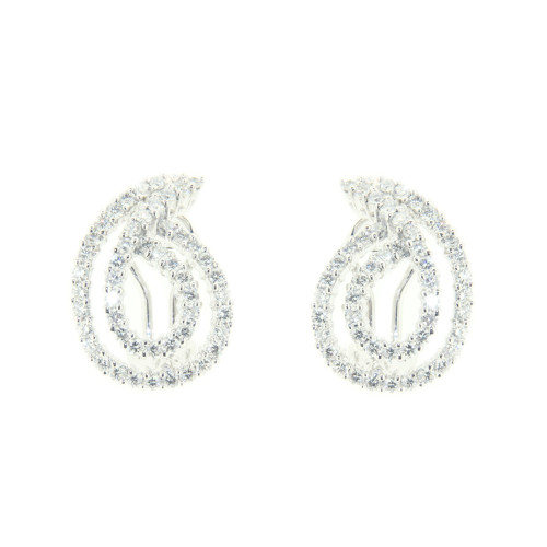 Double Leaf Diamond earring in White Gold