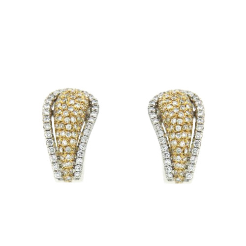 Tear Drop Yellow And White Diamond Ear Studs