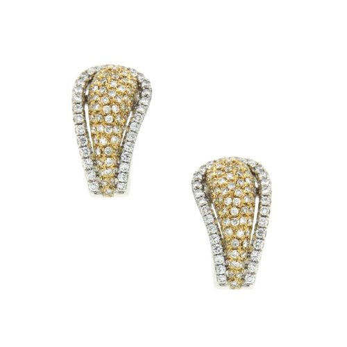 Tear Drop Yellow And White Diamond Ear Studs