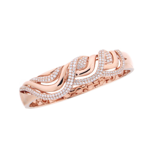 Diamond And Rose Gold Classic Curve Bangle