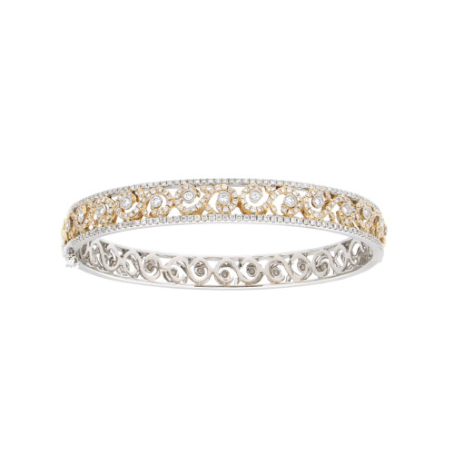 Charming Diamond Vine Bangle In 18k Gold