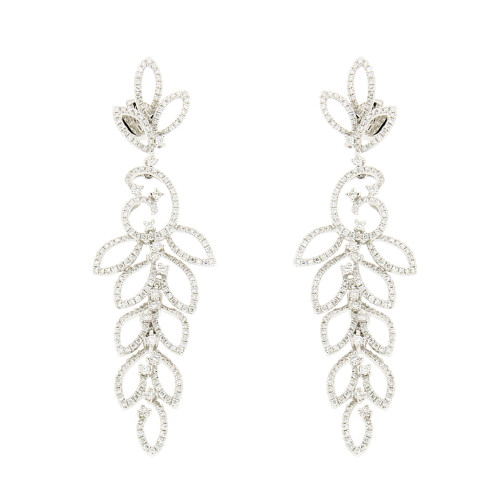 Leaf Shower Diamond And Gold Earrings