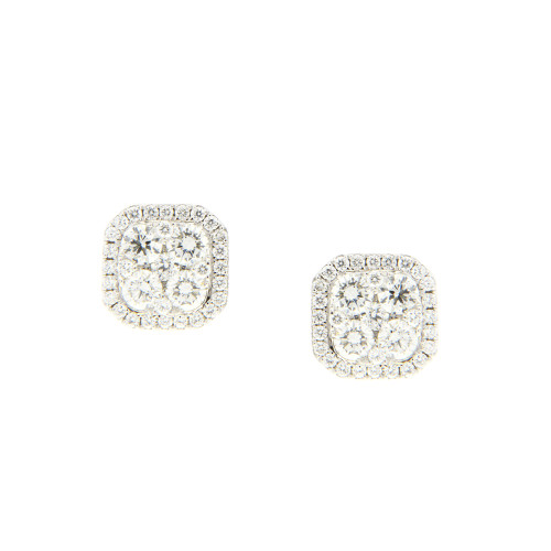 Halo Square Diamond Stud