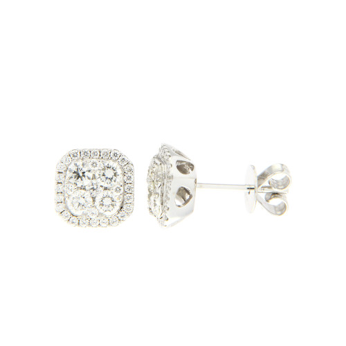 Halo Square Diamond Stud