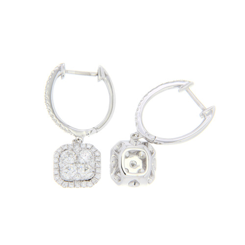 Halo Square Diamond  Earrings