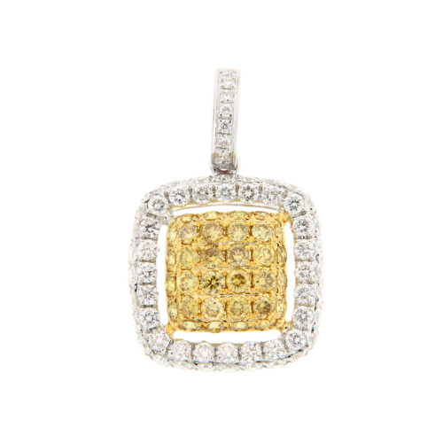 Square White and Yellow Diamond Pendant