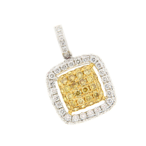 Square White and Yellow Diamond Pendant