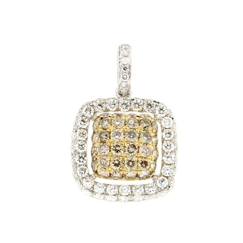 Square White and Brown Diamond Pendant