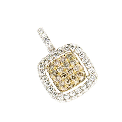 Square White and Brown Diamond Pendant