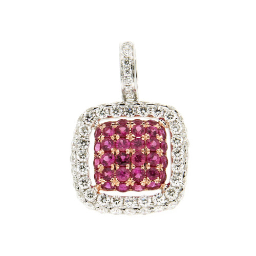 Ruby and Diamond Square Pendant