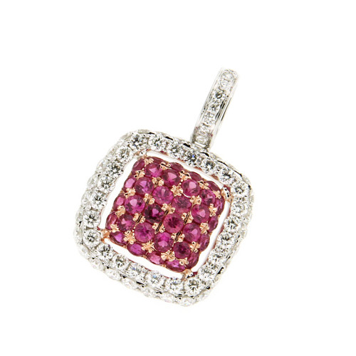 Ruby and Diamond Square Pendant