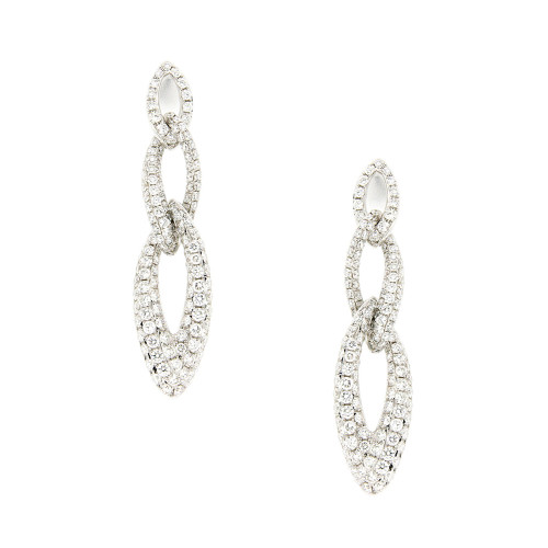 Interlocking Leaf Diamond Long Earrings