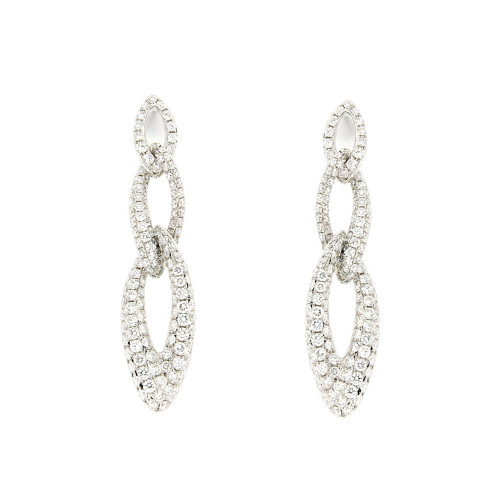 Interlocking Leaf Diamond Long Earrings