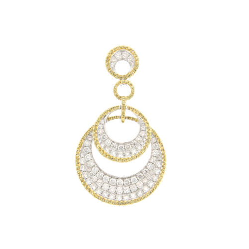 Diamond & Yellow Sapphire Circle Drop Pendant