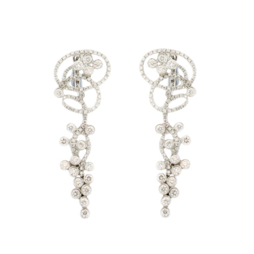 Sparkling White Diamond Floral Scroll Danglers