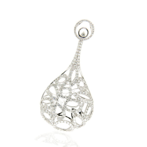 Filigree Diamond and Gold Pear Pendant