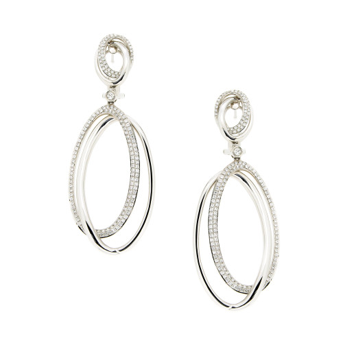 Diamond and Gold Interlinked Oval  Earrings