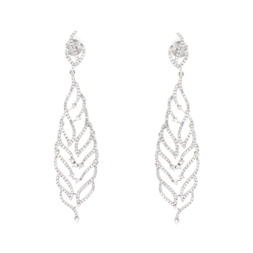 Glittering Feather Diamond And Gold Earring