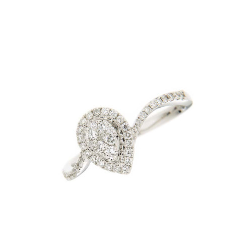 Diamond Halo Leaf Ring