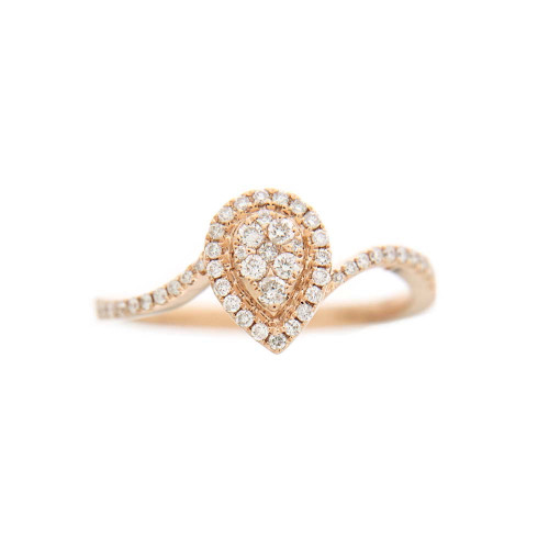 Diamond Halo Leaf Ring