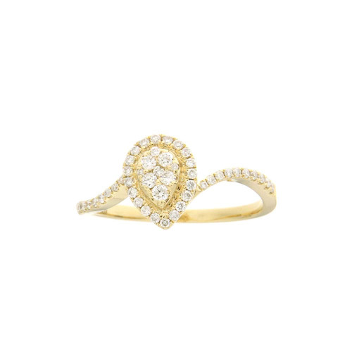 Diamond Halo Leaf Ring